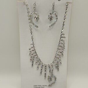 Saint Sammy Austrian Crystal Necklace/Earrings Half-Heart Pendant Prom Wedding